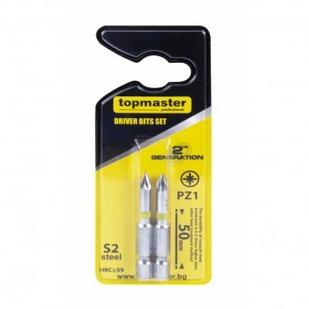 Set 2 biti stea PZ1, Topmaster 338711, prindere hexagonala 1/4&quot;, lungime 50 mm