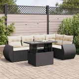 Cumpara ieftin Gossi set mobilier de gradina cu perne, 6 piese, negru, poliratan