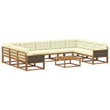 vidaXL Set de canapele de exterior cu pernă 10 pcs Natural și Crem 3382898