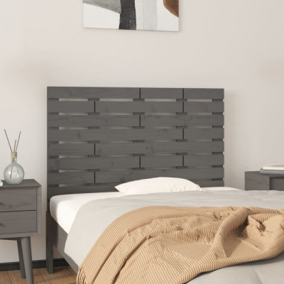 vidaXL Tăblie de pat pentru perete, gri, 96x3x63 cm, lemn masiv pin foto