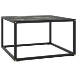 Cumpara ieftin Masuta de cafea, negru cu sticla neagra marmorata, 60x60x35 cm