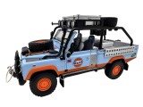 Macheta Land Rover Defender albastru off road 1:24 replica metal lumini si sunete usi capota deschise