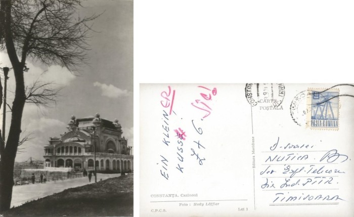 *Romania, Constanta, Cazinoul, carte posta ilustrata circulata intern, 1970