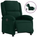 Cumpara ieftin Fotoliu rabatabil electric, verde inchis, catifea