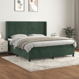 vidaXL Pat box spring cu saltea, verde &icirc;nchis, 180x200 cm, catifea 3132756