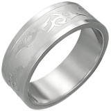 Inel din oțel inoxidabil cu ornament tribal - Marime inel: 67