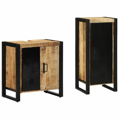 vidaXL Set de mobilier pentru baie cu raft 2 pcs Lemn de mango solid 3305604 foto
