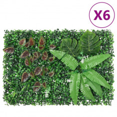 Gard din plante artificiale, 6 buc., verde, 40x60 cm foto