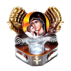 Candela cu doua maini, Fecioara Maria cu pruncul IIsus Hristos, 17 cm, GXL051
