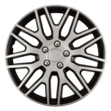 Capac roata auto Versaco Dakar NC 16 inch negru argintiu cu suruburi crom, pentru jante din otel, ABS, 1 bucata, montaj rapid