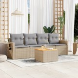 vidaXL Set canapele de grădină cu perne, 5 piese, bej, poliratan