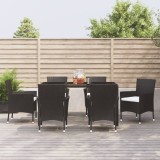 VidaXL Set mobilier de grădină cu perne, 7 piese, negru, poliratan 3187319