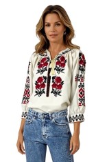 Bluza tip ie dama R24, bej/negru , marimea 2XL