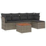 Cumpara ieftin Set mobilier gradina cu perne, 6 piese, gri, poliratan