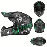 Cumpara ieftin Casca Moto Cross si ATV Full Face Copii si Adulti, Echipament Protectie Enduro MTB Quad, ABS, Omologare DOT, Marimea M, Model SKUL GREEN