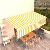 Cumpara ieftin Copertină retractabilă manual cu stor, galben&amp;alb, 6x3 m