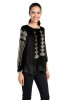 Bluza dama 025 negru/auriu , marimea 2XL, Casual, Bumbac