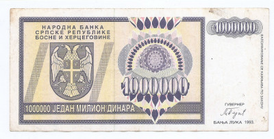 Croatia 1.000.000 Dinari 1993 (Krajina - Knin) - AA1526439, B11, P-R10 foto