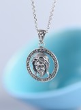Cumpara ieftin Medalion din Argint 925 , zSacred Heart, , Pandantiv Rotund cu Chipul lui Iisus Hristos E i Detalii Gravate