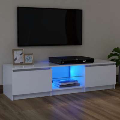 vidaXL Comodă TV cu lumini LED, alb, 120x30x35,5 cm foto