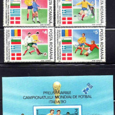 ROMANIA 1990, Preliminariile C.M. de Fotbal Italia'90, MNH, 1234, 1235