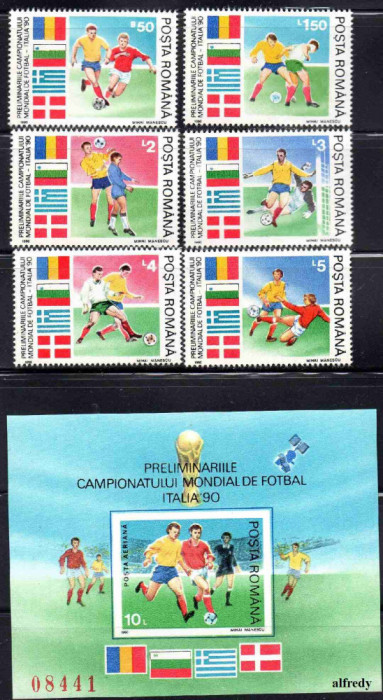 ROMANIA 1990, Preliminariile C.M. de Fotbal Italia&#039;90, MNH, 1234, 1235