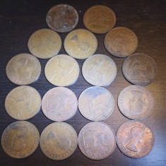 Lot 17 monede Regatul Unit - 1 Penny 1967 și 1964