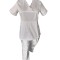 Costum Medical Pe Stil, Alb cu Elastan cu Garnitură stil Japonez, Model Sanda - L, 2XL