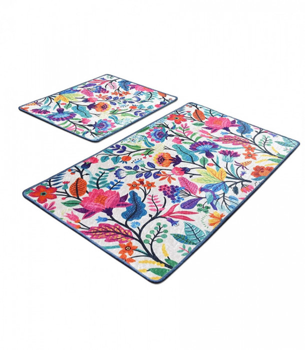 Set 2 Covorase baie Pictura, 60 x 100 cm, 50 x 60 cm, Antiderapant, Multicolor