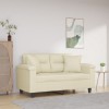 VidaXL Canapea cu 2 locuri cu pernuțe, crem, 120 cm, piele ecologică 3200984