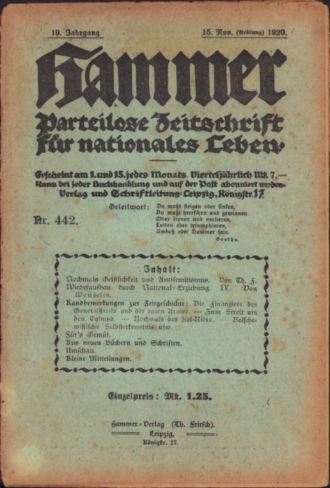 HST Z279 Revista protonazistă Hammer 442/1920