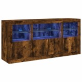 Cumpara ieftin Dulap cu lumini LED, stejar fumuriu, 142,5x37x67 cm