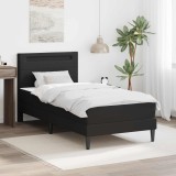 vidaXL Cadru de pat cu benzi LED Negru 90 x 200 cm Piele artificială 3414986