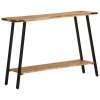 Masă consolă vidaXL lemn masiv mango 110x30x75cm maro, 3 rafturi, masă hol, intrare, living, design rustic