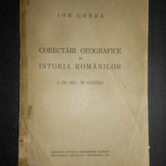 Ion Conea - Corectari geografice in istoria romanilor (1938, autograf)
