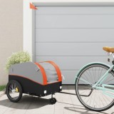VidaXL Remorcă pentru biciclete, negru și portocaliu, 45 kg, fier
