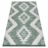 Covor ECO SISAL BOHO MOROC Caro 22312 franjuri - două niveluri de l&acirc;nă verde / cremă, covor reciclat, 175x270 cm, Dreptunghi