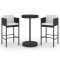 Set mobilier bar de gradina cu perne, 3 piese, negru, poliratan