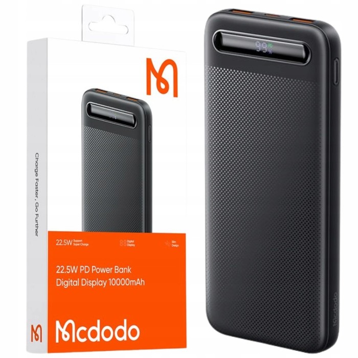 Mcdodo Powerbank 10000Mah Cu Afișaj 3X Usb Usb-C 22.5W + Cablu Usb-C