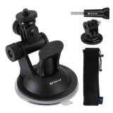 Cumpara ieftin Suport de prindere auto, cu ventuza, pentru camere video sport, compatibil cu GoPro, DJI, plastic, negru, husa inclusa