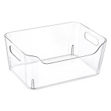 Coș Depozitare Plastic, Transparent, Capacitate 3L, M&acirc;nere, 22.8x16.2x9.5 cm, Oem