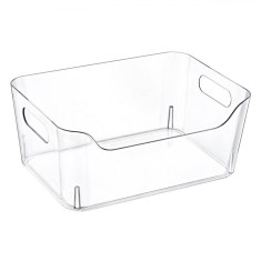 Coș Depozitare Plastic, Transparent, Capacitate 3L, M&acirc;nere, 22.8x16.2x9.5 cm