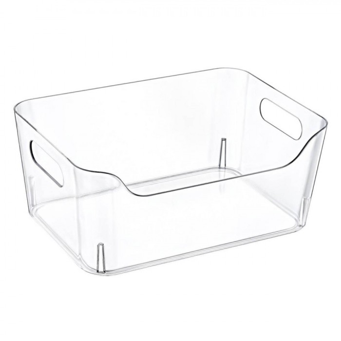 Coș Depozitare Plastic, Transparent, Capacitate 3L, M&acirc;nere, 22.8x16.2x9.5 cm