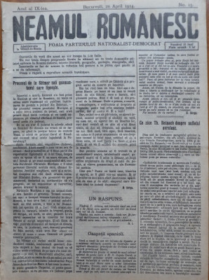 Ziarul Neamul romanesc , nr. 15 , 1914 , din perioada antisemita a lui N. Iorga foto