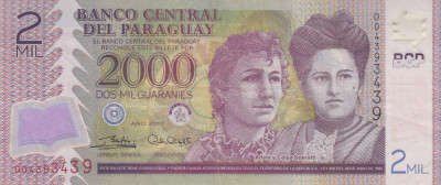 M1 - Bancnota foarte veche - Paraguay - 2000 guarnies - 2017 foto