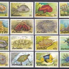 DB1 Fauna Marina Pesti Crustacee Moluste 1985 Barbados 16 v. MNH