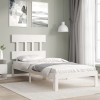 Gossi cadru de pat cu tablie, alb, 90x200 cm, lemn masiv