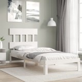 VidaXL Cadru de pat fără saltea, alb, 90x200 cm, lemn masiv pin