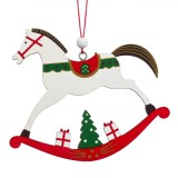 Ornament Brad de Crăciun, Model Calut Balansoar, Lemn, 12x9 cm, Multicolor