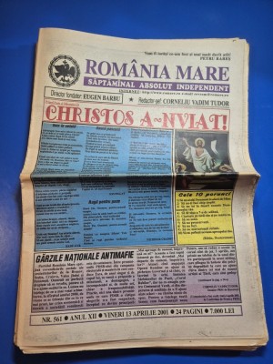 ziarul romania mare 13 aprilie 2001 - redactor sef corneliu vadim tudor , numar de paste foto